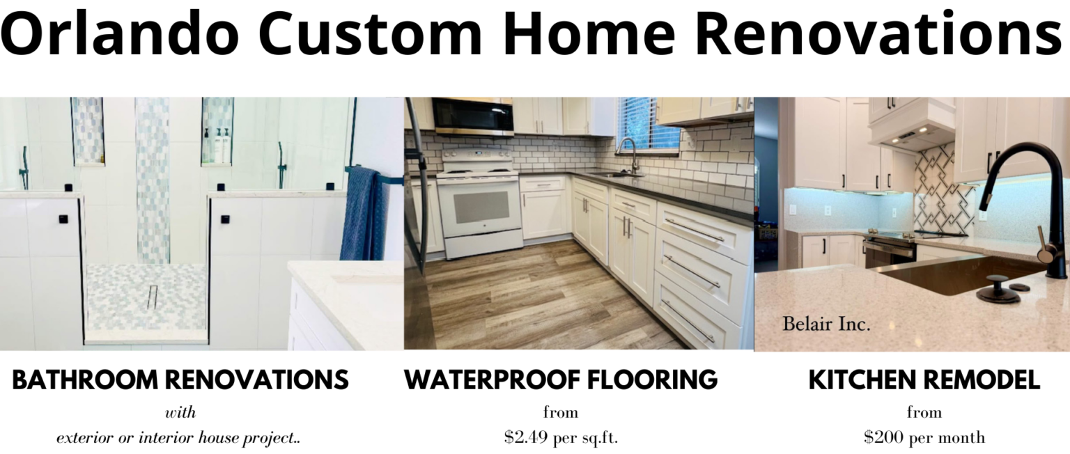 Orlando Custom Home Improvements Bathroom Remodeling Kitchen Renovations Waterproof Flooring, Handyman Home Repair